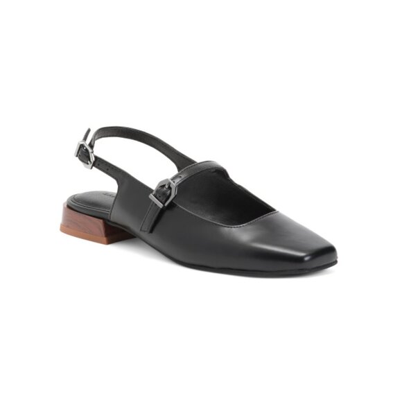 SANCTUARY Black Leather Sa Everly Slingback Flats - Picture 1 of 2